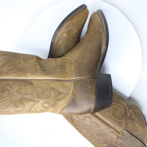 JUSTIN MEN'S LEATHER WESTERN BOOTS  SIZE US 7.5D