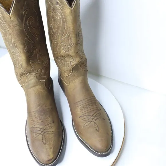 JUSTIN MEN'S LEATHER WESTERN BOOTS  SIZE US 7.5D