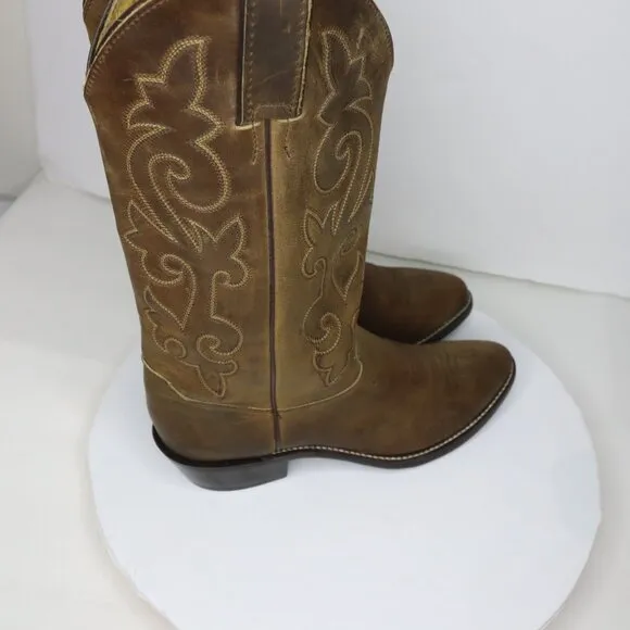 JUSTIN MEN'S LEATHER WESTERN BOOTS  SIZE US 7.5D