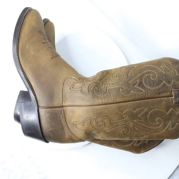 JUSTIN MEN'S LEATHER WESTERN BOOTS  SIZE US 7.5D