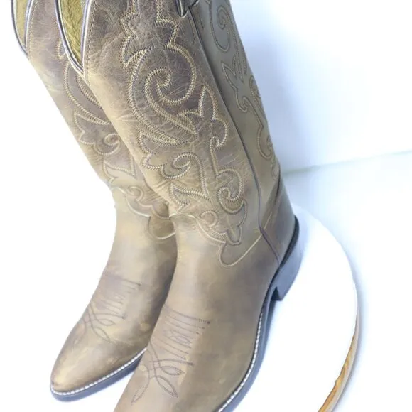JUSTIN MEN'S LEATHER WESTERN BOOTS  SIZE US 7.5D