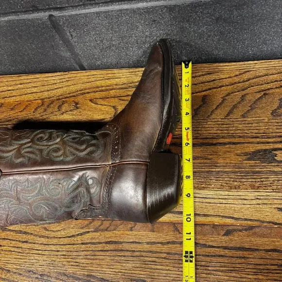 JUSTIN Stampede Apache Square Toe Brown Leather Western Boots Women’s 6.5