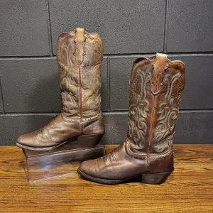 JUSTIN Stampede Apache Square Toe Brown Leather Western Boots Women’s 6.5
