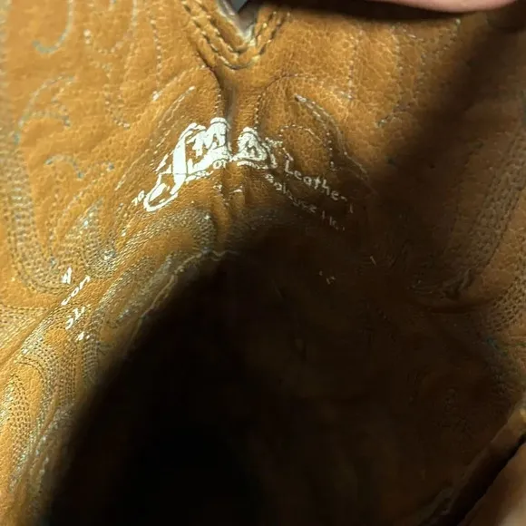 JUSTIN Stampede Apache Square Toe Brown Leather Western Boots Women’s 6.5