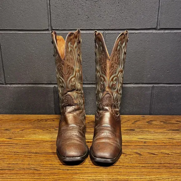 JUSTIN Stampede Apache Square Toe Brown Leather Western Boots Women’s 6.5