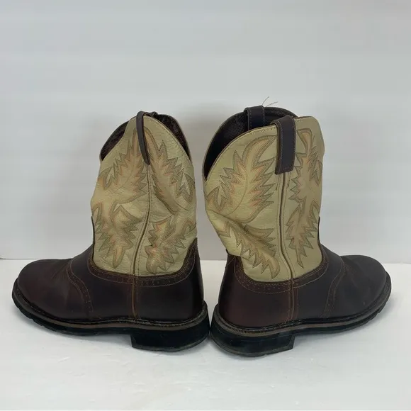 Justin Superintendent Western Round Toe Leather Boots Mens Size 9EE work