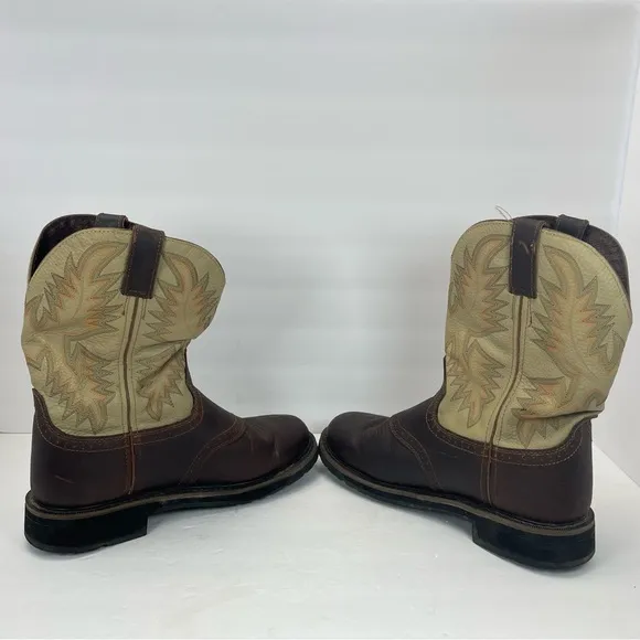 Justin Superintendent Western Round Toe Leather Boots Mens Size 9EE work