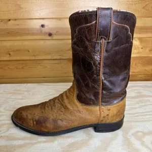 Justin USA Brown Leather Smooth Quill Cowboy Western Boots 3290 Mens Size 10.5 D