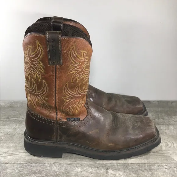 Justin WK4812 Switch Cowboy Western Leather Composite Toe Mens Boots Size 12 D