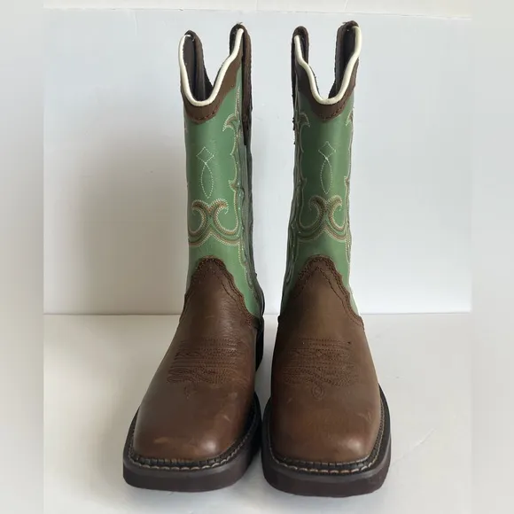 JUSTIN WOMEN'S RAYA  cowhide gypsy WESTERN BOOTS - BROAD SQUARE TOE size 6.5B