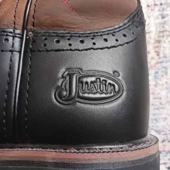 Justin Men's Driller Square Composite Toe Work Boots Leather Like New!