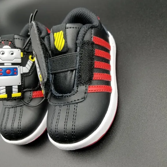 K-Swiss Toddler Boys Shoes Size 6C Black Red Robot Strap Slip On Sneakers New