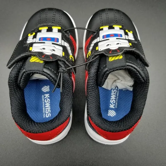 K-Swiss Toddler Boys Shoes Size 6C Black Red Robot Strap Slip On Sneakers New
