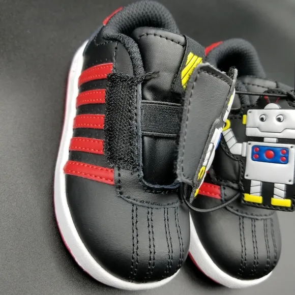 K-Swiss Toddler Boys Shoes Size 6C Black Red Robot Strap Slip On Sneakers New