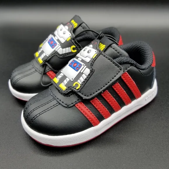 K-Swiss Toddler Boys Shoes Size 6C Black Red Robot Strap Slip On Sneakers New