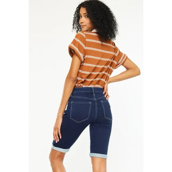 Kancan Mid Rise Bermuda Denim Shorts