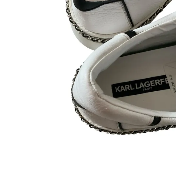 Karl Lagerfeld Paris Axelle women’s cow bubbled leather slip-on platform sneaker