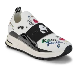 Karl Lagerfeld Paris Mattia Sneaker Logo Wedge Slip-On Knit Fabric Elastic Shoes