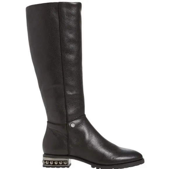 Karl Lagerfeld Seine Black Pebbled Leather Boots Size 8 Women