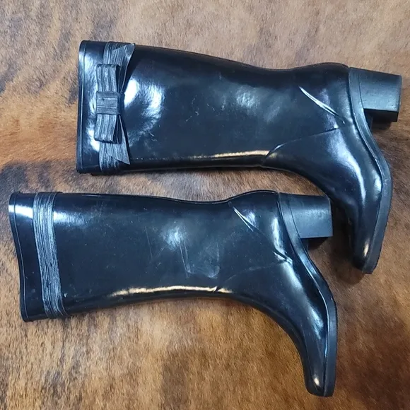 Kate Spade boots black rubber rain boots sz 6