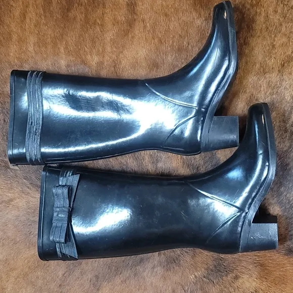 Kate Spade boots black rubber rain boots sz 6
