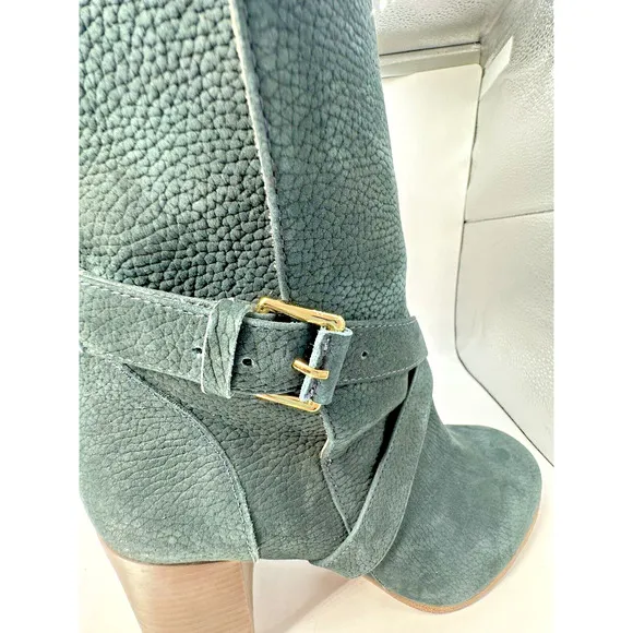 Kate Spade Lexy Booties Women's 10 Mediterranean Blue Leather Suede 3&quot; Block