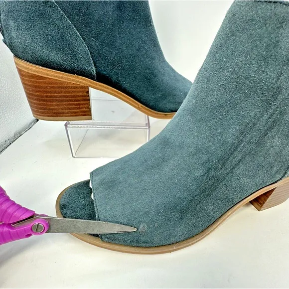 Kate Spade Lexy Booties Women's 10 Mediterranean Blue Leather Suede 3&quot; Block