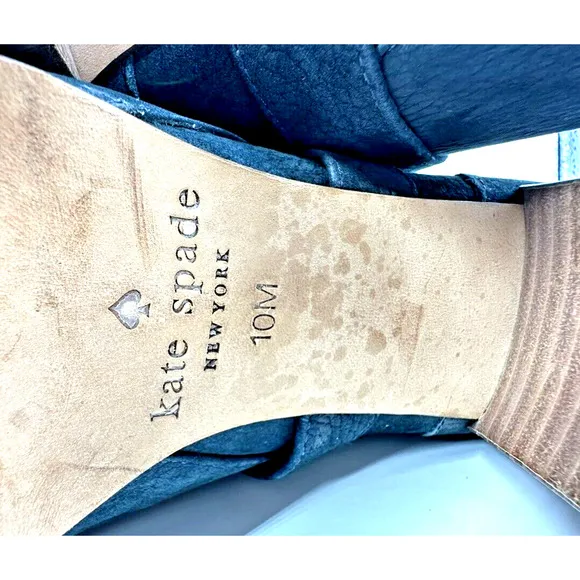 Kate Spade Lexy Booties Women's 10 Mediterranean Blue Leather Suede 3&quot; Block