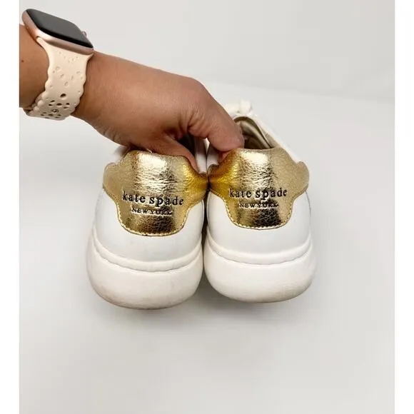 Kate Spade Lift Sneakers White Nappa Leather Lace Up Trainers US 11