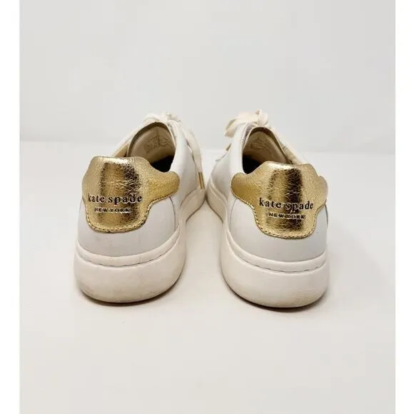Kate Spade Lift Sneakers White Nappa Leather Lace Up Trainers US 11