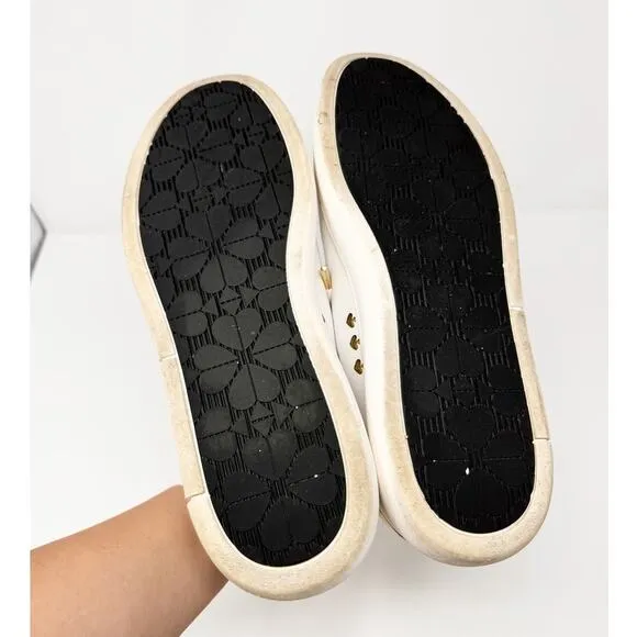 Kate Spade Lift Sneakers White Nappa Leather Lace Up Trainers US 11