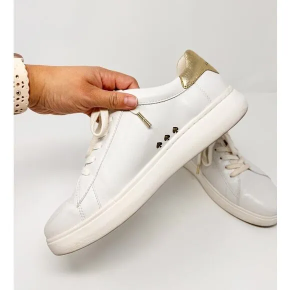 Kate Spade Lift Sneakers White Nappa Leather Lace Up Trainers US 11