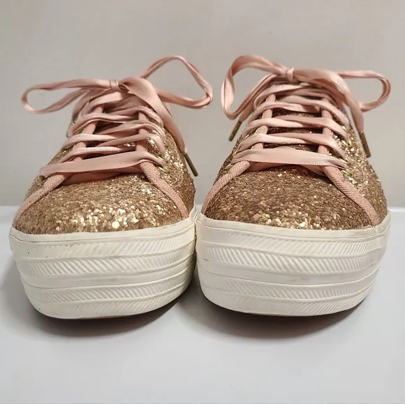 Keds x Kate Spade NY Women’s Rose Gold Triple Kick Glitter Platform Sneakers 8½