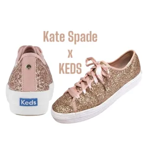 Keds x Kate Spade NY Women’s Rose Gold Triple Kick Glitter Platform Sneakers 8½