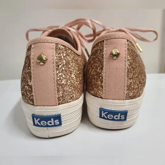Keds x Kate Spade NY Women’s Rose Gold Triple Kick Glitter Platform Sneakers 8½