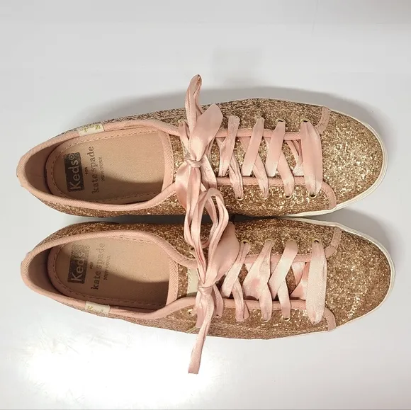 Keds x Kate Spade NY Women’s Rose Gold Triple Kick Glitter Platform Sneakers 8½