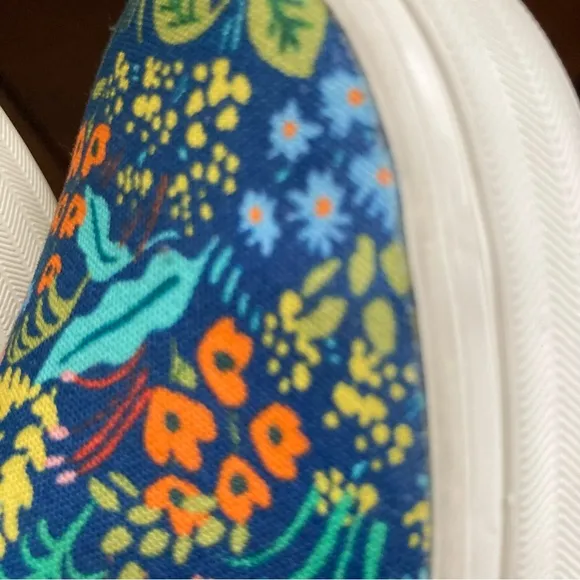 Keds x Rifle Paper Co Slip On Shoes Womens 6 Floral Garden Party Blue Multicolor
