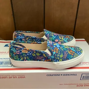Keds x Rifle Paper Co Slip On Shoes Womens 6 Floral Garden Party Blue Multicolor