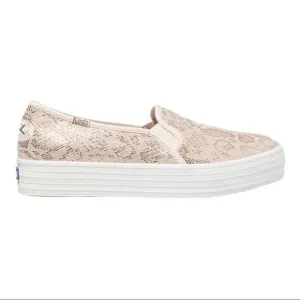 Keds Triple Decker Champagne Snake Suede Sneakers