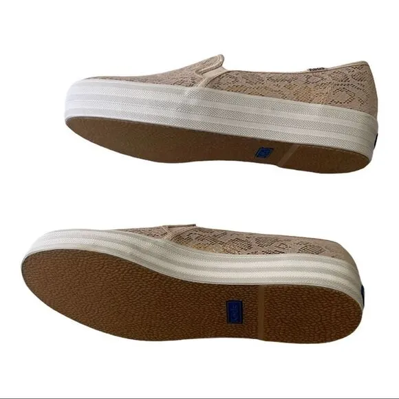 Keds Triple Decker Champagne Snake Suede Sneakers