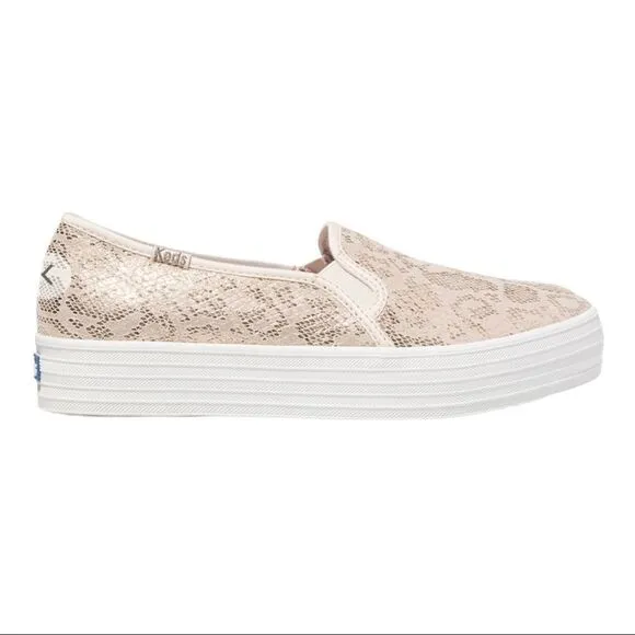 Keds Triple Decker Champagne Snake Suede Sneakers