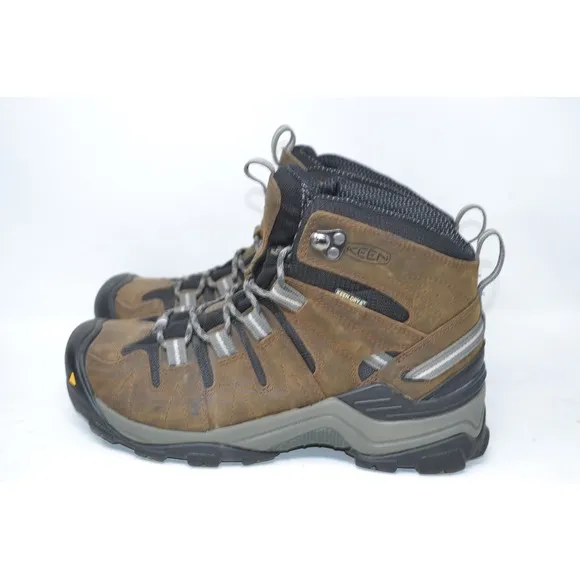 Keen Gypsum Boots Mens Sz 8 Brown Leather High Top Hiking Work Waterproof Shoes