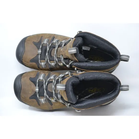 Keen Gypsum Boots Mens Sz 8 Brown Leather High Top Hiking Work Waterproof Shoes