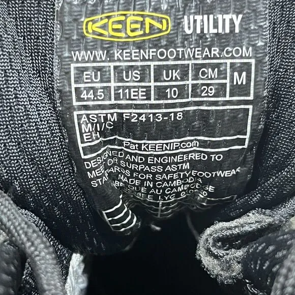 KEEN Utility Boots Mens 11 EE Black Detroit XT Mid Composite Toe Waterproof Work