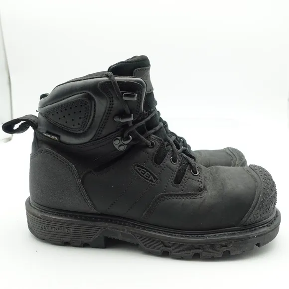 Keen Utility Men Size 9.5 D Boots Black Leather Carbon Toe Work Shoes Waterproof