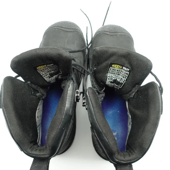 Keen Utility Men Size 9.5 D Boots Black Leather Carbon Toe Work Shoes Waterproof