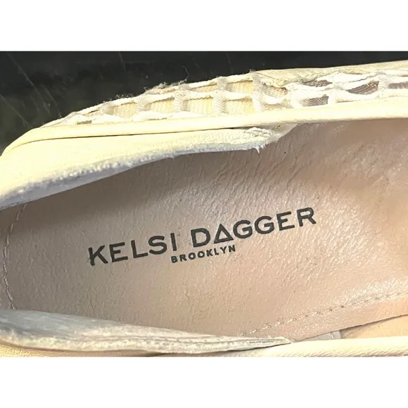 Kelsi Dagger Brooklyn Women's Cream Leather Mesh Loafers Size 9 Medium.