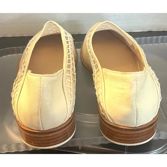 Kelsi Dagger Brooklyn Women's Cream Leather Mesh Loafers Size 9 Medium.