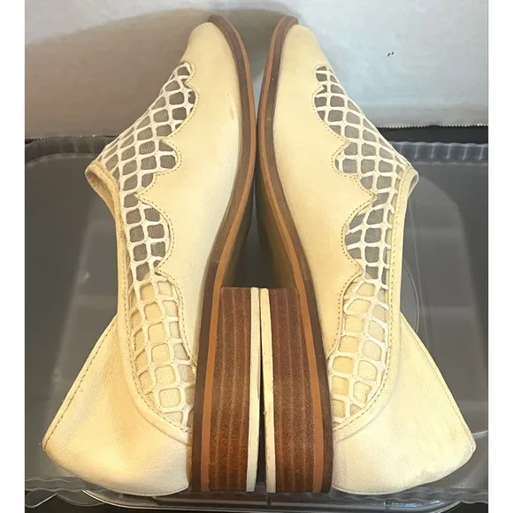 Kelsi Dagger Brooklyn Women's Cream Leather Mesh Loafers Size 9 Medium.