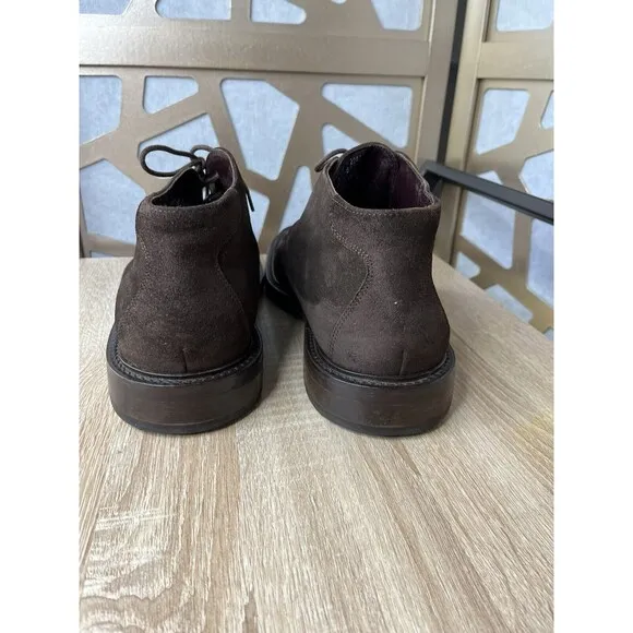 Keneth Cole Leather Suede Brown Men chukka  Boots Shoes Sz 10 Square Toe ITALY